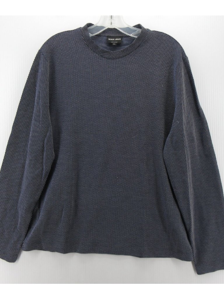Giorgio Armani Sweater Large Pullover Micro Geometric Crewneck Italy 52